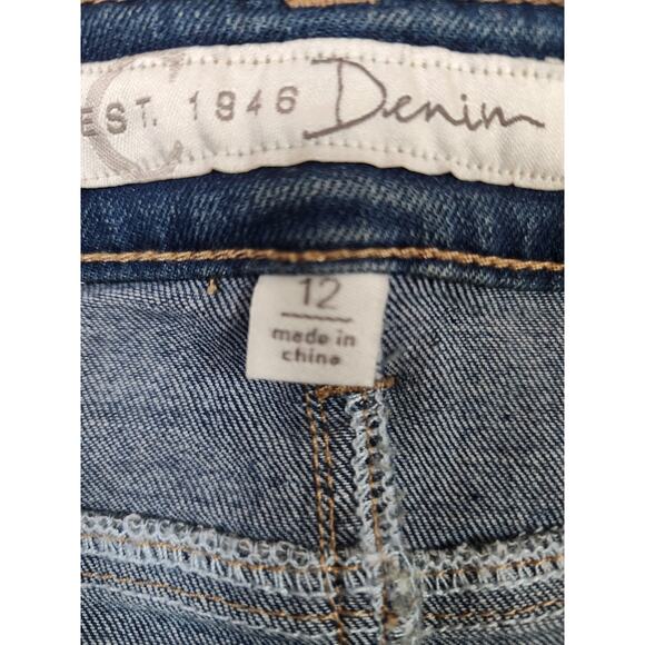 Womens 12 Navajo Style Button Zipper Denim Skirt Casual Embroidered Fringe Boho - Picture 6 of 8